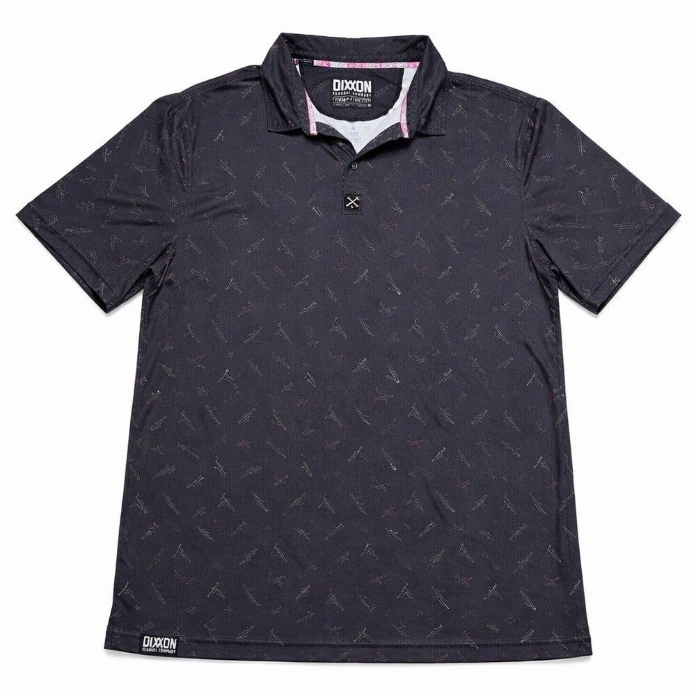 DIXXON FLANNEL Polo Shirt 3XL Charcoal/Dark Gray Gun Print Performance Stretch